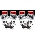 4X6" Red LED COB Halo Crystal Glass/Metal Headlight H4 6K HID Light Bulb Set