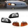 92 93 94 95 Honda Civic Clear & Amber JDM Headlight Corner Lamp Lens Housing Set