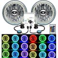 5-3/4 IR RGB COB Multi-Color Change Halo Angel Eye Shift H4 LED Headlights Pair
