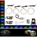 Multi-Color LED RGB Headlight Halo Ring BLUETOOTH Set For 2005-10 Dodge Charger