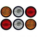 4" Round Brake Tail Light Turn Signal Reverse Red Amber White Led Light 6pc-Set