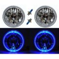 7" Blue LED Halo Angel Eyes Halogen H4 Headlight Headlamp Light Bulbs 12 Volt Pr