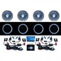 5-3/4 White LED Halo Angel Eyes Projector Headlight H4 6000K HID Light Bulbs Set