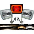 7X6 Red COB LED Glass/Metal Headlight 6k 24w LED Light Bulb Headlamp Pair