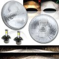 7" Stock Style H4 Glass Headlight LED 4000Lm 20/40w Light Bulb Headlamp Pair