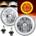 7" Amber COB LED Halo Angel Eye Headlights 6K 4000Lm LED Light Bulb Headlamp Kit