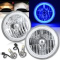 7" Blue COB LED Halo Angel Eye Headlights 6K 6000K LED Light Bulbs Headlamp Pair