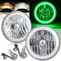 7" COB LED Green Halo Angel Eye Headlights 6000K LED Light Bulbs Headlamp Pair