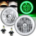 7" Green COB LED Halo Angel Eye Headlights 6K 4000Lm LED Light Bulb Headlamp Kit