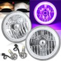 7" COB LED Purple Halo Angel Eye Headlights 6000K LED Light Bulb Headlamp Pair