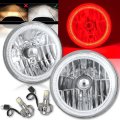 7" COB LED Red Halo Angel Eye Headlights 6K 6000K LED Light Bulbs Headlamp Pair