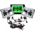 4X6" Green LED COB Halo Crystal Glass/Metal Headlight 6K HID Light Bulb Pair