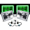 4X6" Green COB Halo Glass/Metal 6000K 4000LM LED Headlight H4 Light Bulb Pair