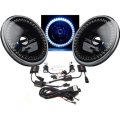 7" HID White LED Halo Ring Angel Eyes Black Headlight 6K Light Lamp Bulbs Pair