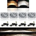 4X6 6k 4000Lm LED Crystal Clear Glass Metal Headlight H4 Light Bulb Headlamp Set