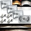 4X6 Stock Glass Lens / Metal Headlight 6000k 6k LED HID Light Bulb Headlamp Set