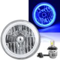 7" Motorcycle Blue COB Halo H4 6K 6000K Light Bulb LED Headlight: Harley