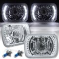 7X6 White LED Halo Projector Halogen Crystal Headlights Angel Eye Light H4 Bulbs