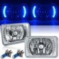 4X6" Blue LED Halo Angel Eye Headlight Halogen Headlamp 55/60W Light Bulbs Pair