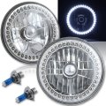 7" Halogen 40-White LED Halo Angel Eyes Headlight Headlamp H4 Light Bulbs Pair