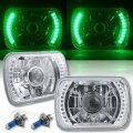 7X6 Green LED Halo Projector Halogen Crystal Headlights Angel Eye Light H4 Bulbs