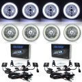 5-3/4" White COB SMD LED Halo Angel Eye 6000K 6K HID Light Bulbs Headlights Set