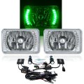 4X6" Green LED Halo Angel Eye Headlight 6K 6000K HID Headlamp Light Bulbs Pair