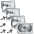 4X6" Halogen Semi Sealed Stock Glass H4 Headlight Headlamp Light Bulbs Set