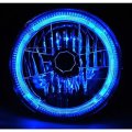7" Halogen Crystal Clear Blue LED Halo Ring H4 Light Bulb Motorcycle Headlight