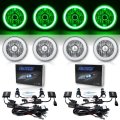 5-3/4" Green COB SMD LED Halo Angel Eye 6000K 6K HID Light Bulbs Headlights Set