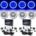 5-3/4" Blue COB SMD LED Halo Angel Eye 6000K 6K HID Light Bulbs Headlights Set