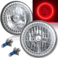 7" Halogen Red LED Halo Ring Angel Eyes Headlight Headlamp Light Bulbs Pair Img