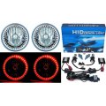 7" HID Red Split LED Halo Ring Angel Eye Headlight 6000K 6K Light Lamp Bulb Pair