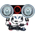 7" HID Red LED Halo Ring Angel Eyes Headlight 6000K 6K Light Lamp Bulbs Pair Img