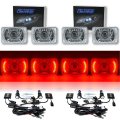 4X6" Red LED Halo Projector 6000K HID Headlight Headlamp Bulbs Crystal Clear Set