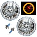 7" SMD Amber LED Halo 60W Halogen Light Headlight Pair Fits 76-15 Jeep Wrangler