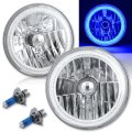 7" COB Blue LED Halo Headlights 6K Halogen Light Kit Fits 76-16 Jeep Wrangler