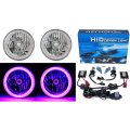 7" SMD Purple LED Halo Angel Eye Headlamp Headlight HID 6K 6000K Light Bulb Pair