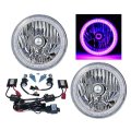 7" SMD Purple LED Halo Angel Eye Headlamp Headlight HID 6000K 6K Bulb Pair (Img)