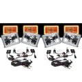 4X6 Amber LED COB Halo Crystal Glass/Metal Headlight H4 6K HID Light Bulb Set