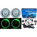 7" HID Green LED Halo Ring Angel Eyes Headlight 6000K 6K Light Lamp Bulbs Pair