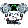7" HID Green LED Halo Ring Angel Eye Headlight 6000K 6K Light Lamp Bulb Pair 501