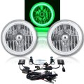 7" Green COB LED Halo Angel Eye Headlamp Headlight H4 HID 6000K Light Bulb Pair