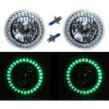 5-3/4 Halogen Green LED Ring Halo Angel Eyes Headlight Headlamp Light Bulbs Pair