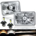 4X6" LED Crystal Clear Glass Metal Headlight 4000Lm H4 Light Bulb Headlamp Pair