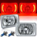 4X6" Red LED Halo Angel Eye Headlight Halogen Headlamp 55/60W Light Bulbs Pair