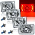 4X6" Red LED Halo Drl Halogen Headlight Headlamp Light Bulbs Crystal Clear Set