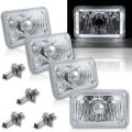 4X6" White LED Halo Angel Eye Halogen H4 Headlight Crystal Clear Headlamp Bulbs