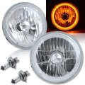 7" Halogen H4 Headlight Headlamp Amber LED Halo Angel Eyes Light Bulbs 12 Volt