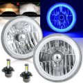 7" COB LED Blue Halo Angel Eye Headlights 6K 4000Lm LED Light Bulb Headlamp Kit